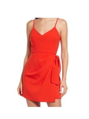 French Connection Red Spaghetti-Strap Wrap Mini Dress
